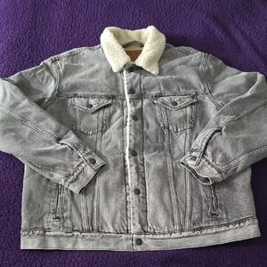 Levi's Gray Denim Jacket with Sherpa Collar